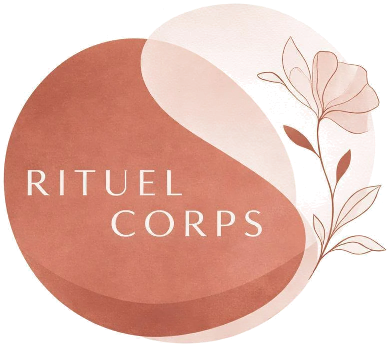Rituel Corps, logo terracotta et fleur en traits fins
